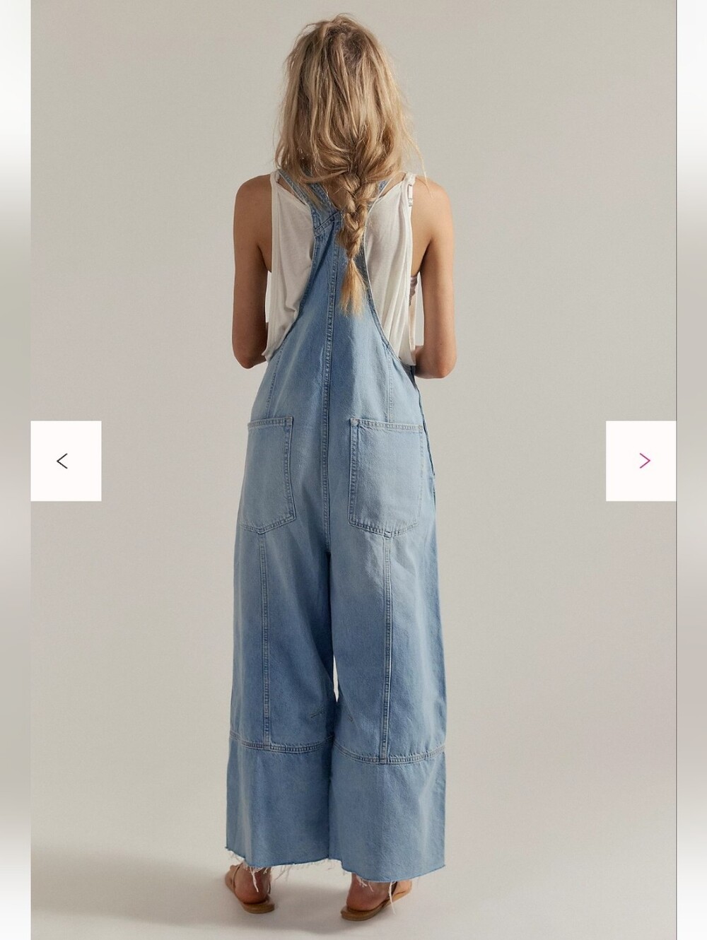 NWT Free People We The Free Rambler Overalls Light Blue Denim Wide-Leg Msrp $148 - Picture 4 of 8